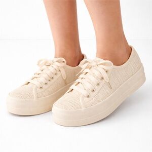 Size 7 Keds Women’s Kate Spade Triple Up Woven Platform Sneakers Shoes